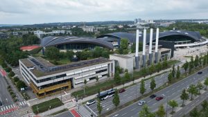 Drone photograph of Luxembourg City in Luxembourg.