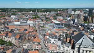 Drone photograph of Leuven in Belgium.