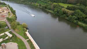 Drone photograph of Remich / Moselle Valley in Luxembourg.