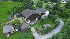 Drone photograph of Chiusa / Sabiona Abbey in Italy.