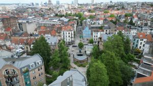 Drone photograph of Brussels and eastern municipalities in Belgium.