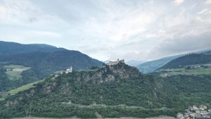 Drone photograph of Chiusa / Sabiona Abbey in Italy.