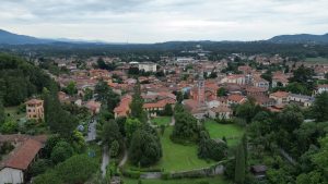 Drone photograph of Lake Maggiore / Sesto Calende in Italy.