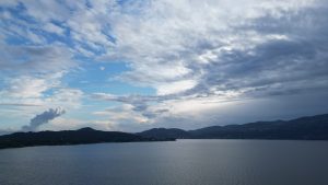 Drone photograph of Lake Maggiore / Sesto Calende in Italy.