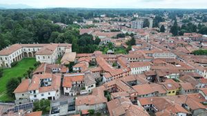 Drone photograph of Somma Lombardo / Ticino Valley in Italy.