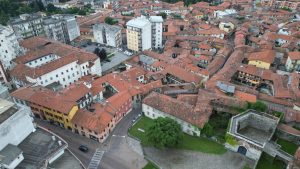 Drone photograph of Somma Lombardo / Ticino Valley in Italy.