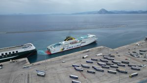 Drone photograph of Port of Patras in Greece.