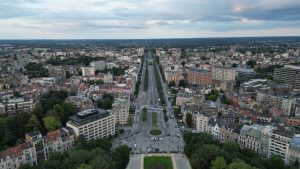 Drone photograph of Brussels and eastern municipalities in Belgium.