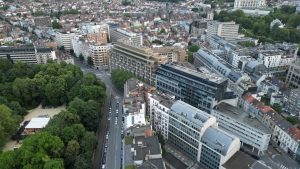 Drone photograph of Brussels and eastern municipalities in Belgium.
